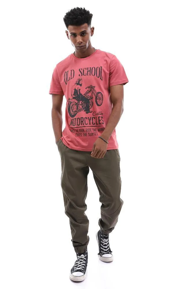 95581 Casual Slip On Printed Dark Coral Summer T-Shirt