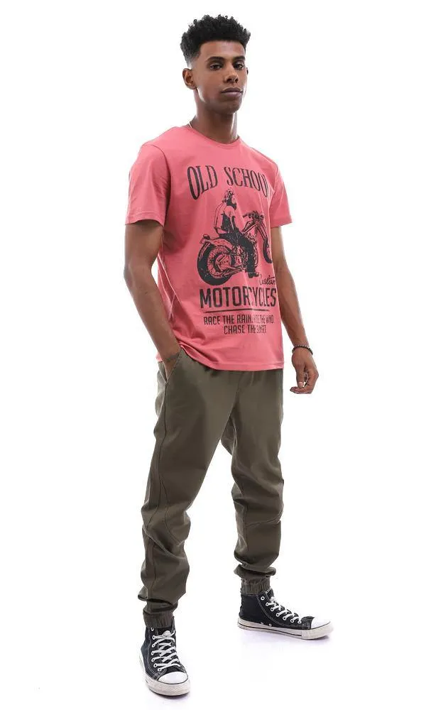 95581 Casual Slip On Printed Dark Coral Summer T-Shirt