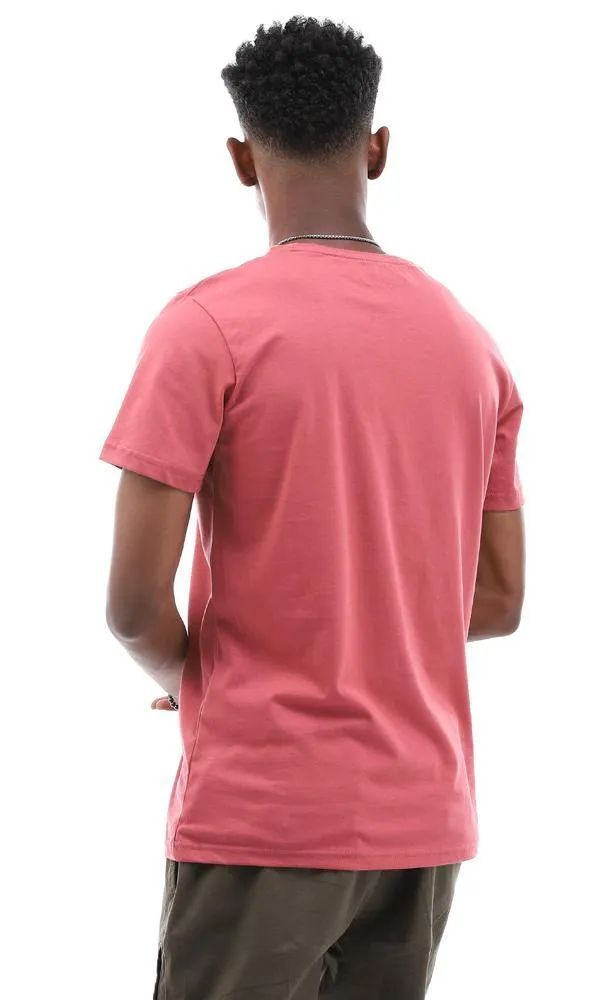 95581 Casual Slip On Printed Dark Coral Summer T-Shirt
