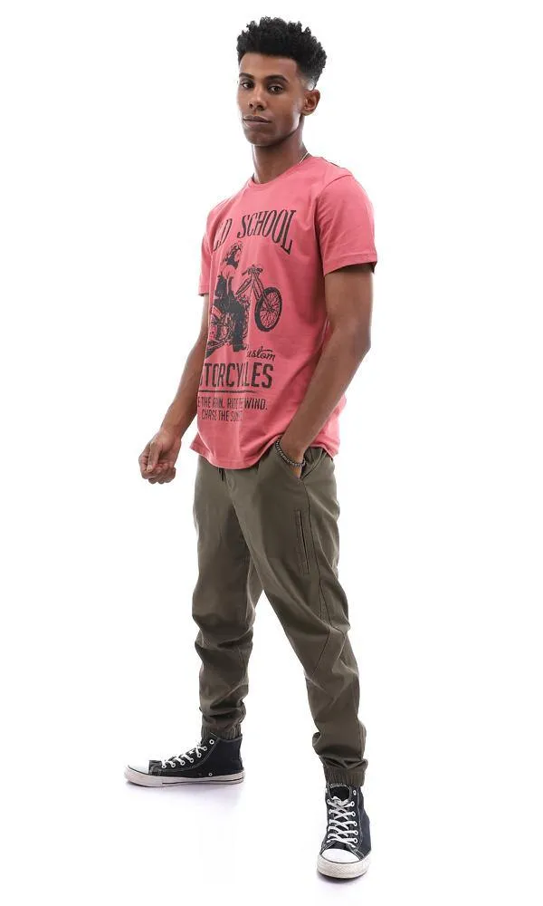 95581 Casual Slip On Printed Dark Coral Summer T-Shirt