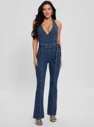 Blue Denim Claire Halter Jumpsuit