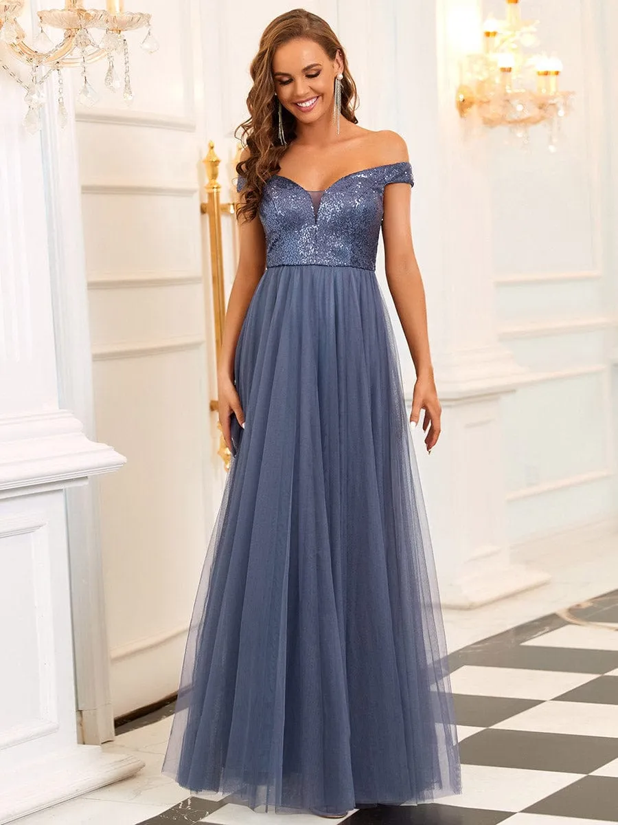 Blush Pink and Gold Sequin Evening Wear