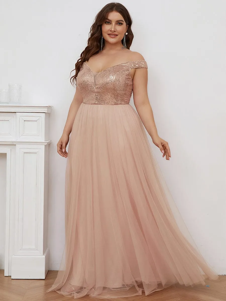 Blush Pink and Gold Sequin Evening Wear