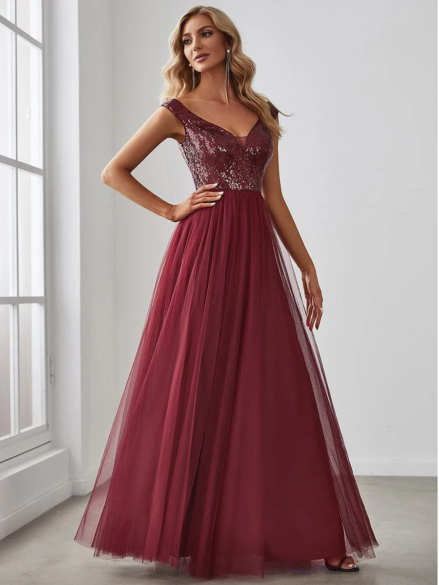 Blush Pink and Gold Sequin Evening Wear