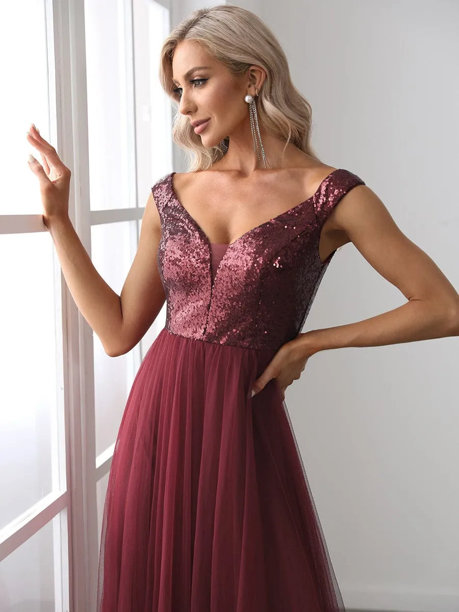 Blush Pink and Gold Sequin Evening Wear