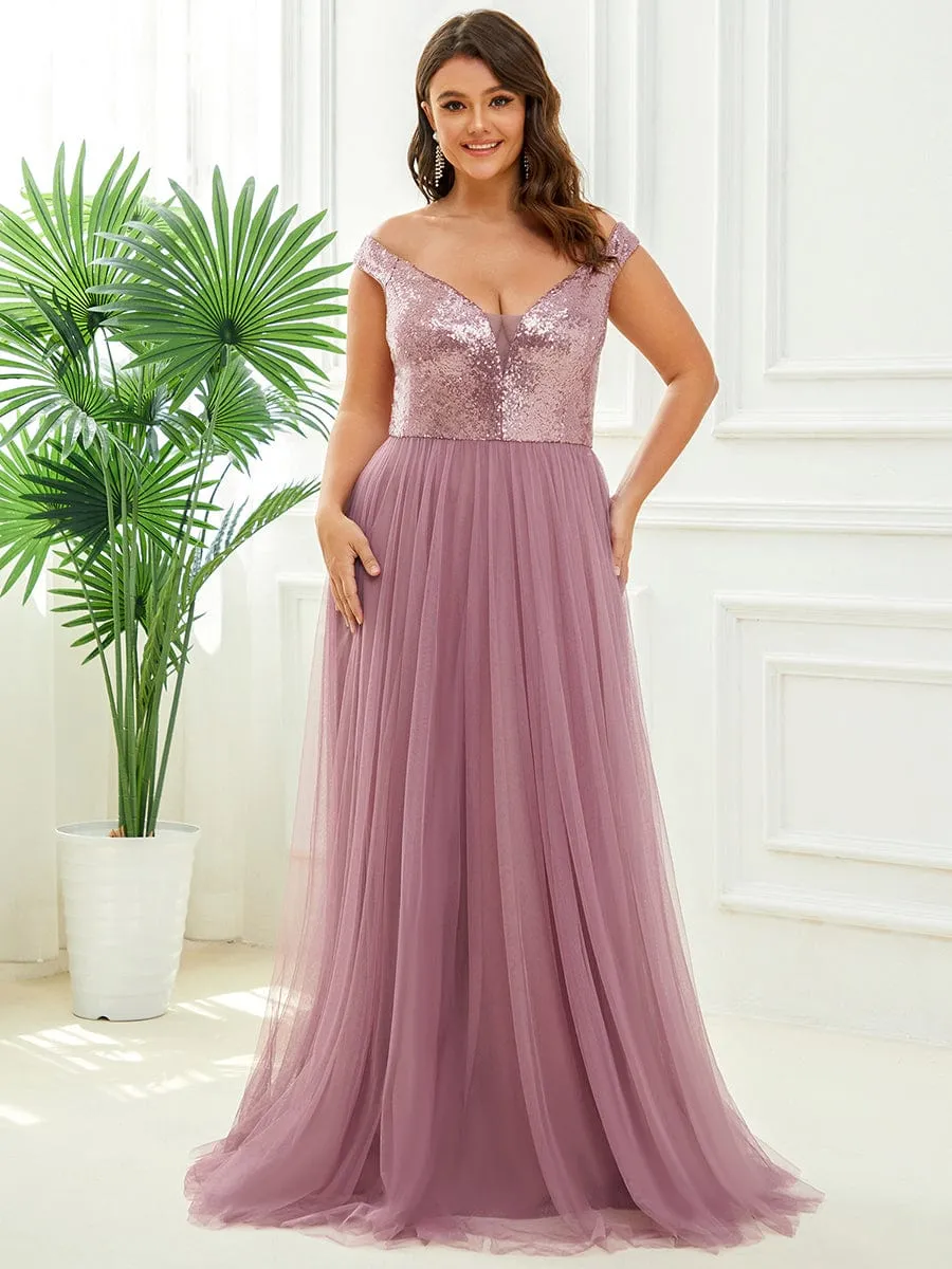 Blush Pink and Gold Sequin Evening Wear