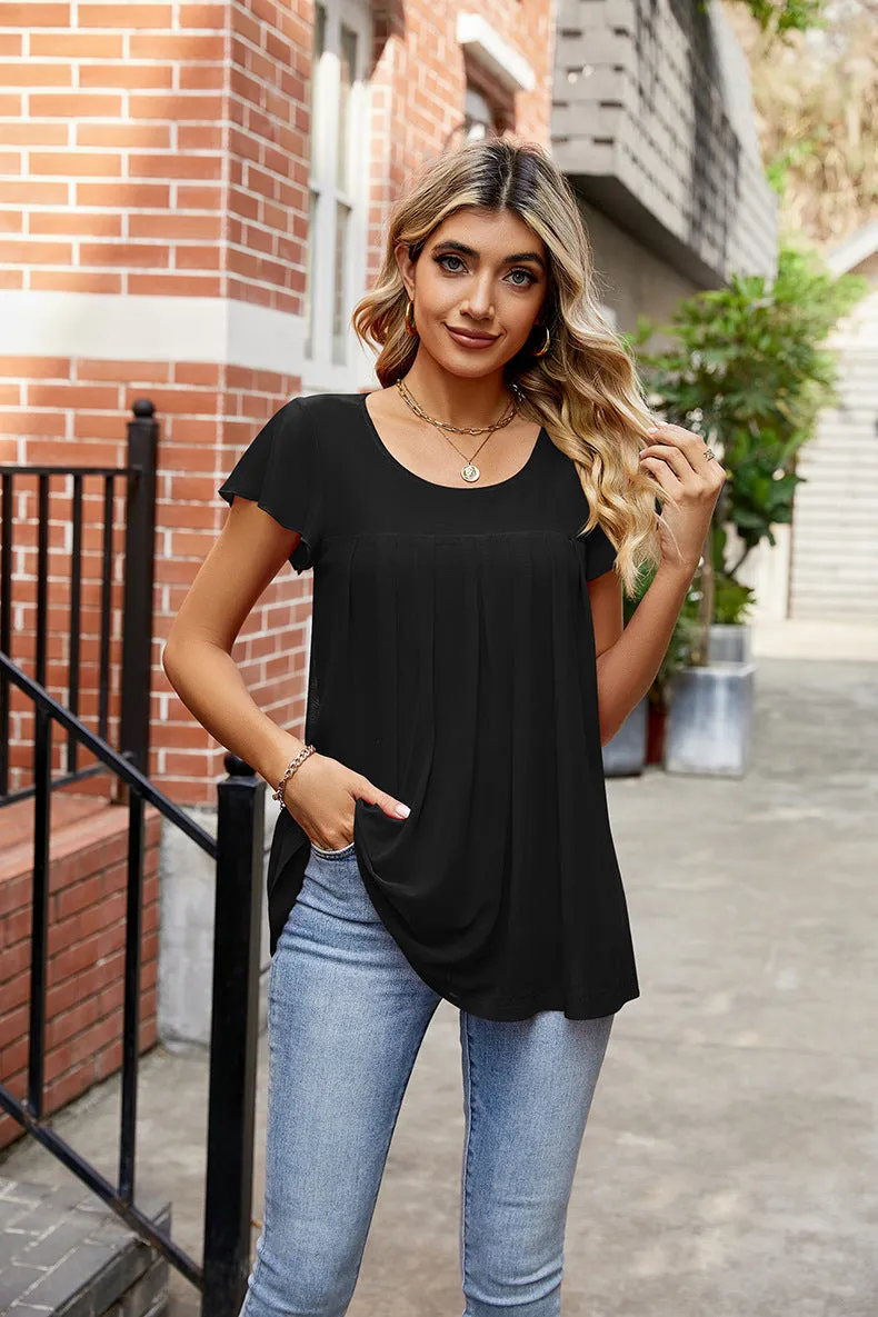 Casual Round Neck Short Sleeve Tee