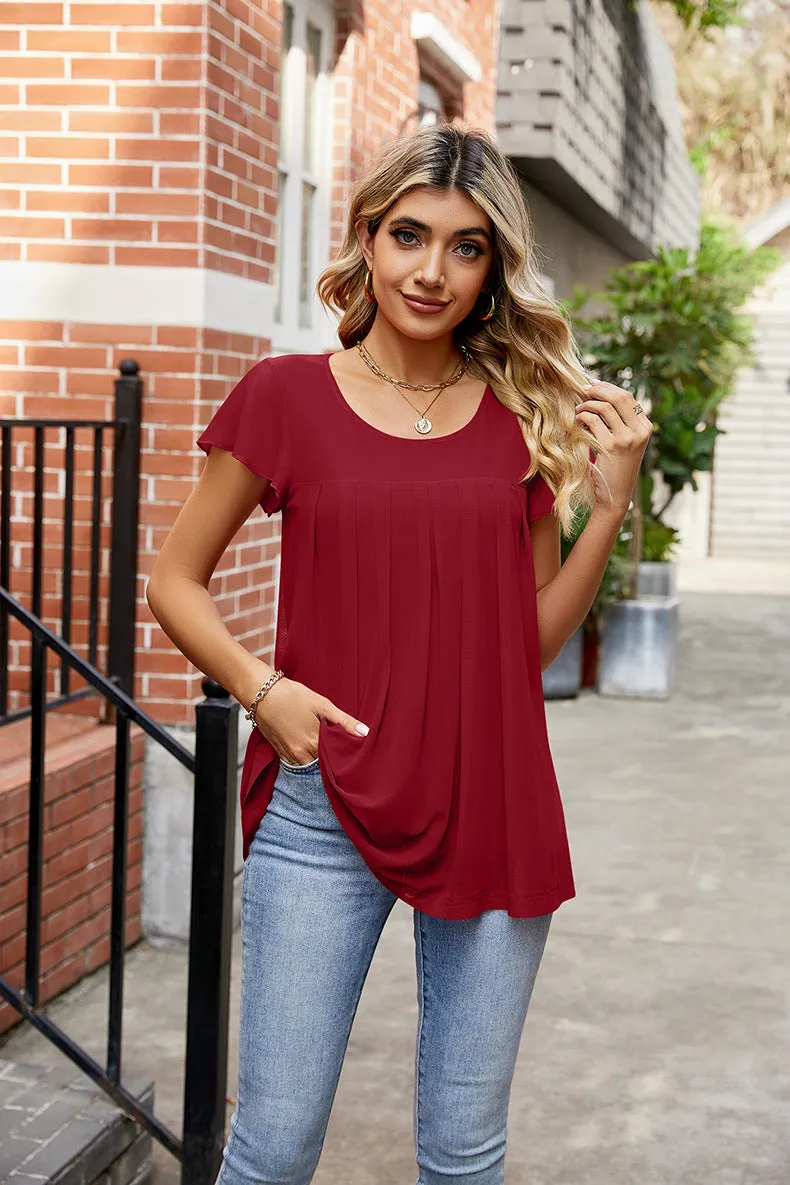 Casual Round Neck Short Sleeve Tee