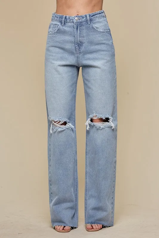 Chrissy Boyfriend Ripped Denim Jeans