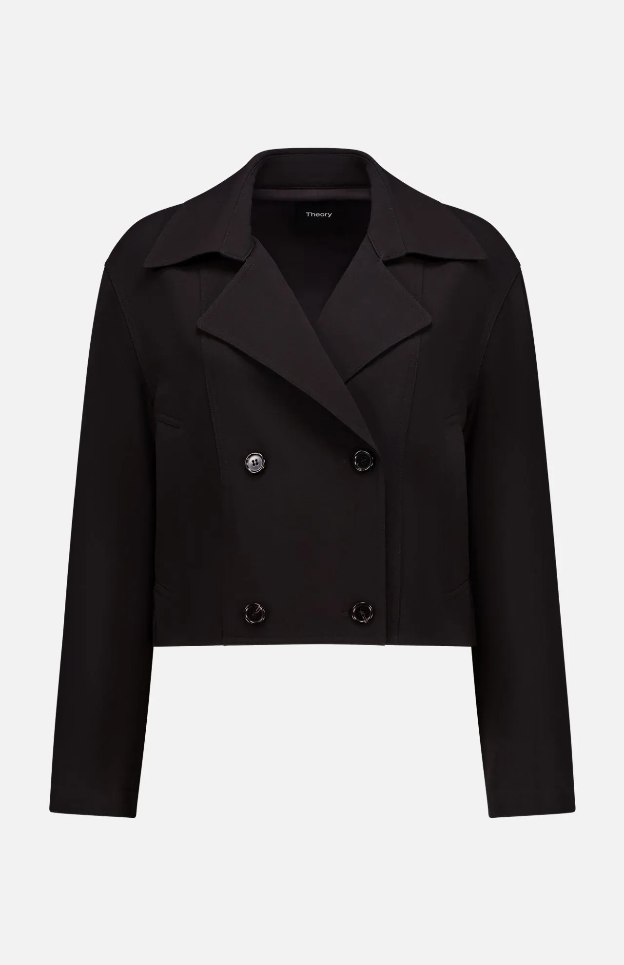 Double-Breasted Crop Trench Coat in Admiral Crepe