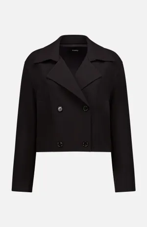 Double-Breasted Crop Trench Coat in Admiral Crepe