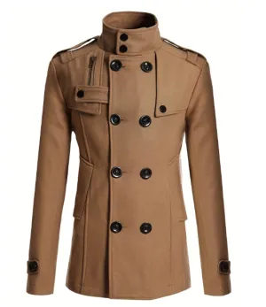 Elegant Men's Herringbone Wool Jacket with Classic Fit