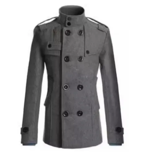 Elegant Men's Herringbone Wool Jacket with Classic Fit
