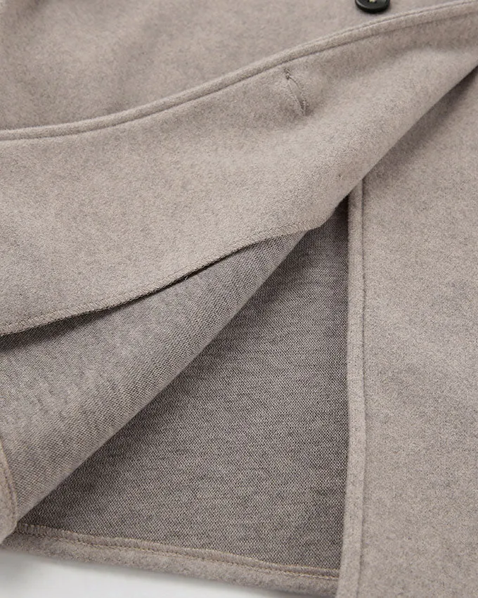 elveswallet Brown V-neck Double-breasted Short Wool Coat