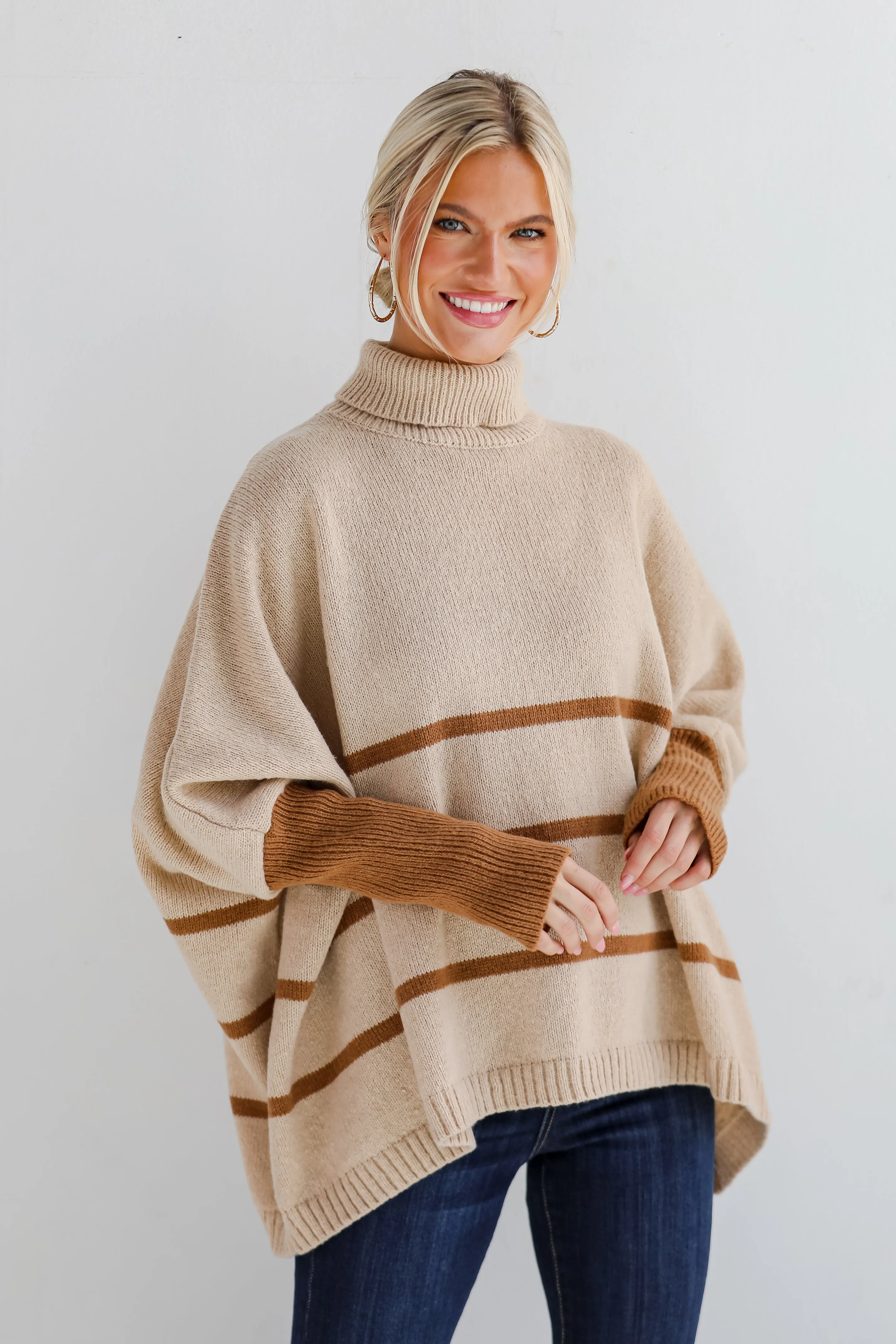 FINAL SALE - Sweetest Joy Oversized Striped Turtleneck Sweater