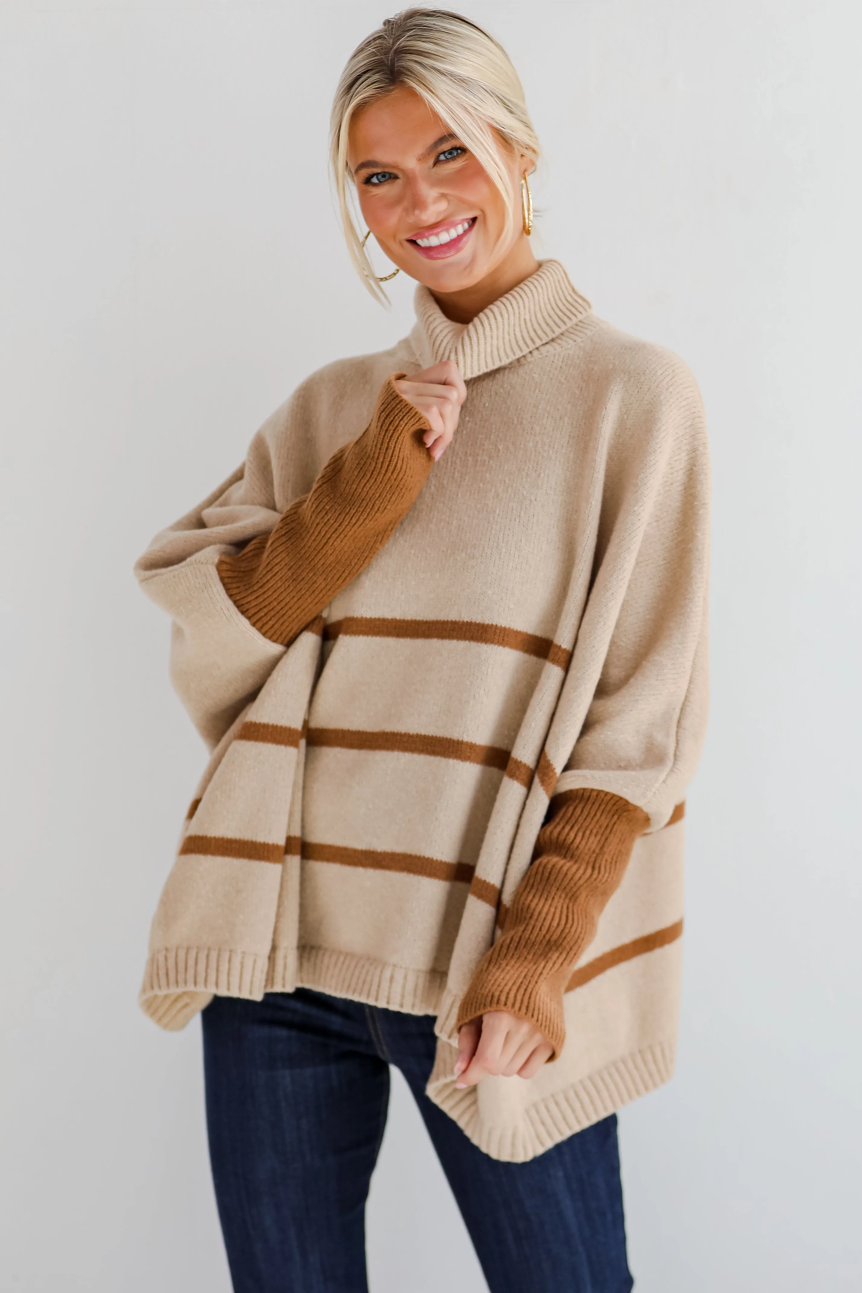 FINAL SALE - Sweetest Joy Oversized Striped Turtleneck Sweater