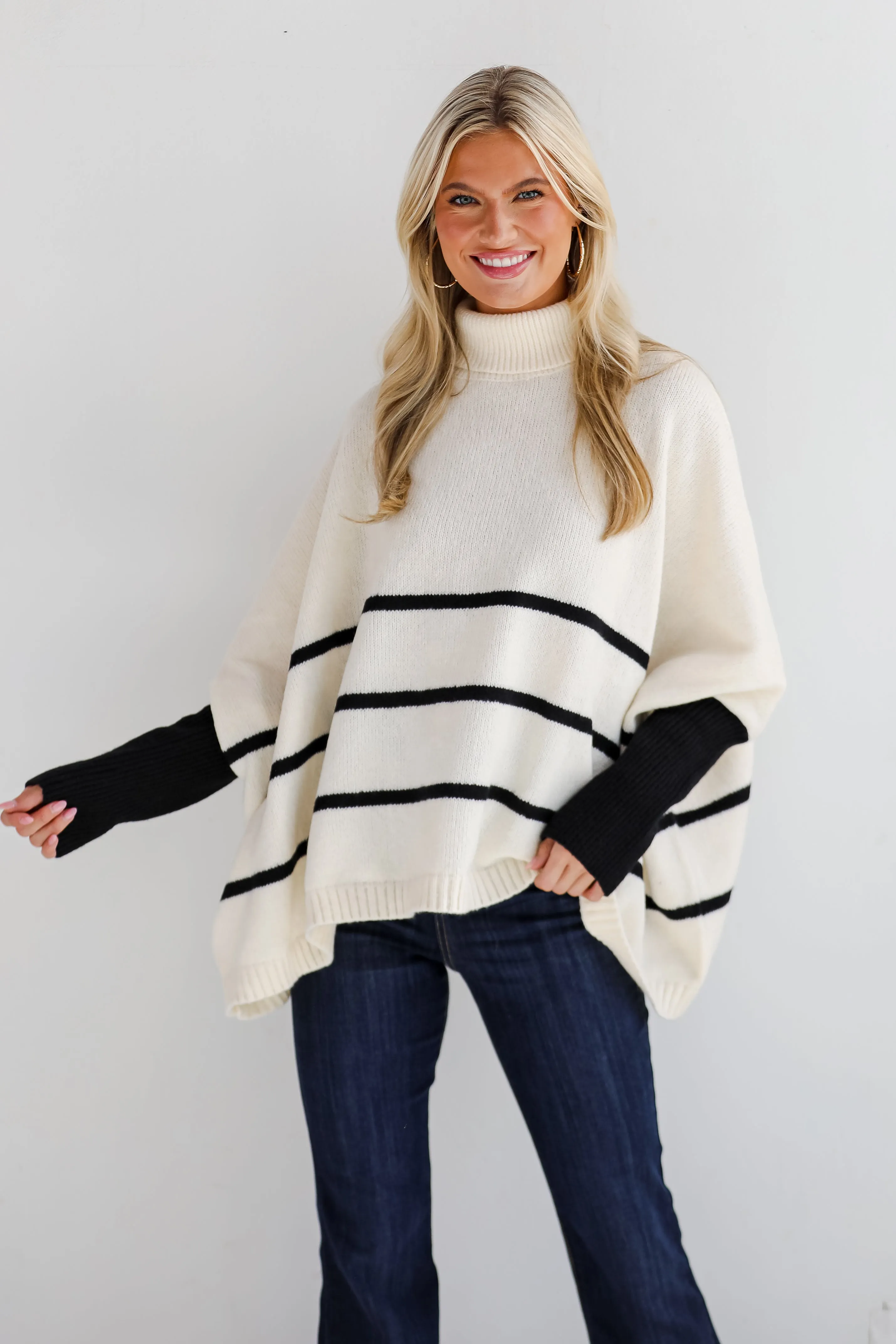 FINAL SALE - Sweetest Joy Oversized Striped Turtleneck Sweater