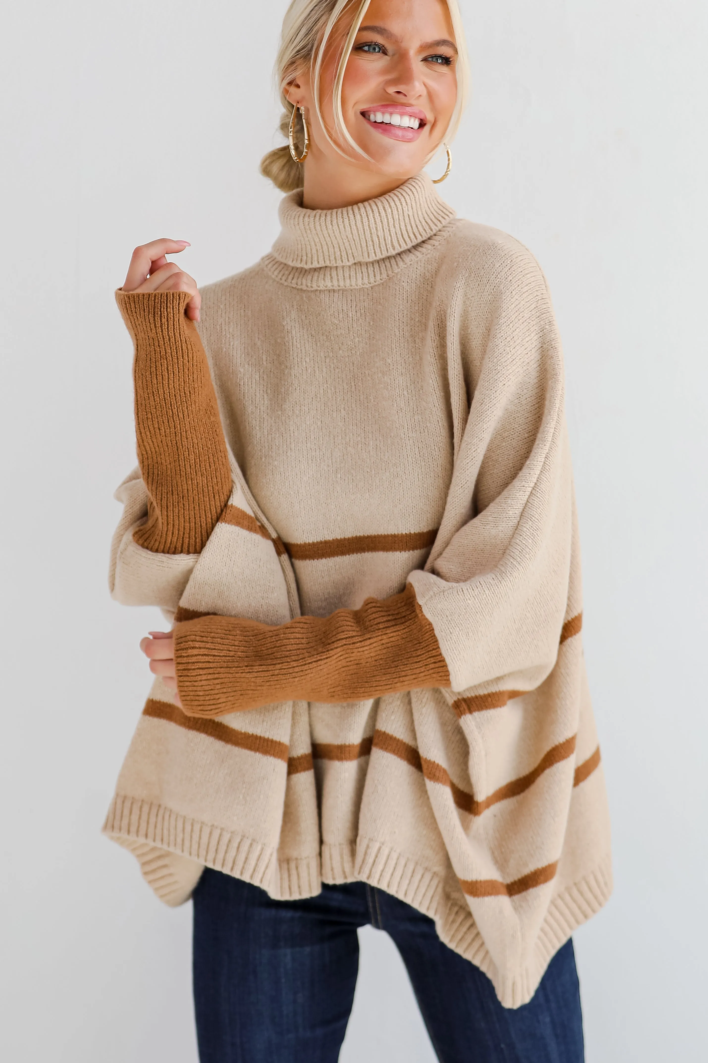 FINAL SALE - Sweetest Joy Oversized Striped Turtleneck Sweater