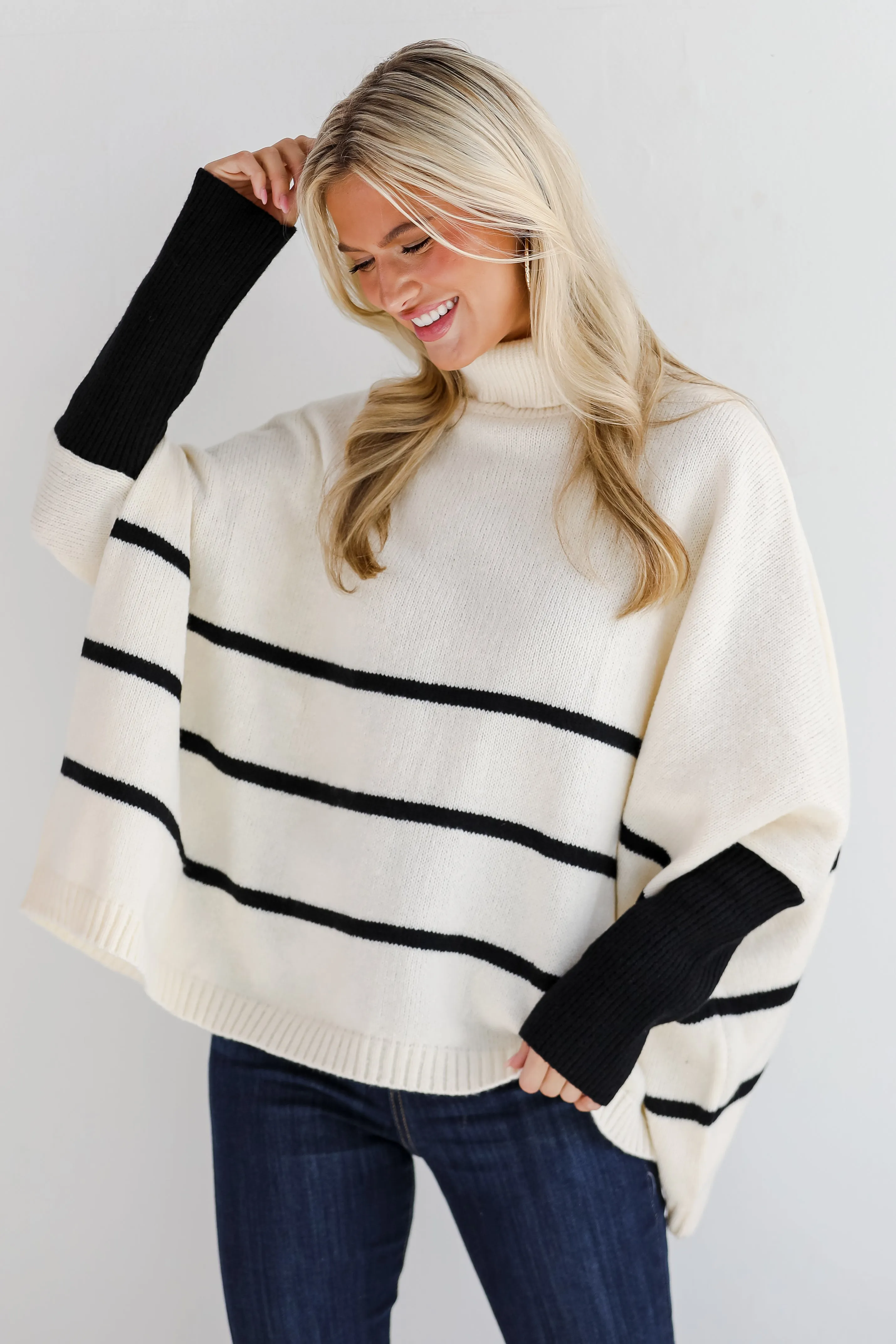 FINAL SALE - Sweetest Joy Oversized Striped Turtleneck Sweater