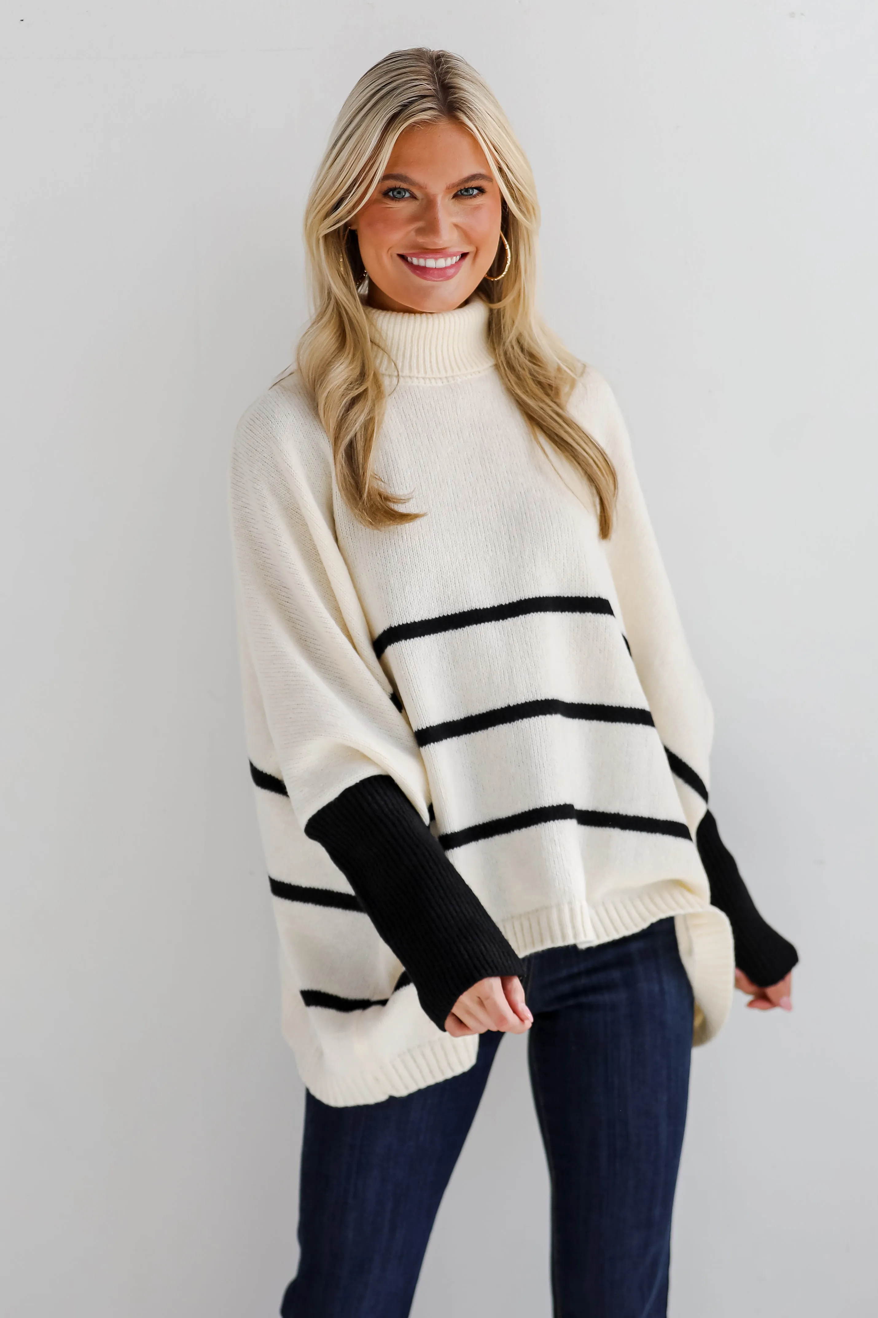FINAL SALE - Sweetest Joy Oversized Striped Turtleneck Sweater