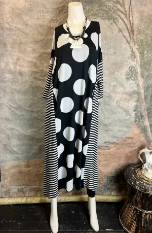 G716 Kedem Dot Cosmo Dress-Black/White