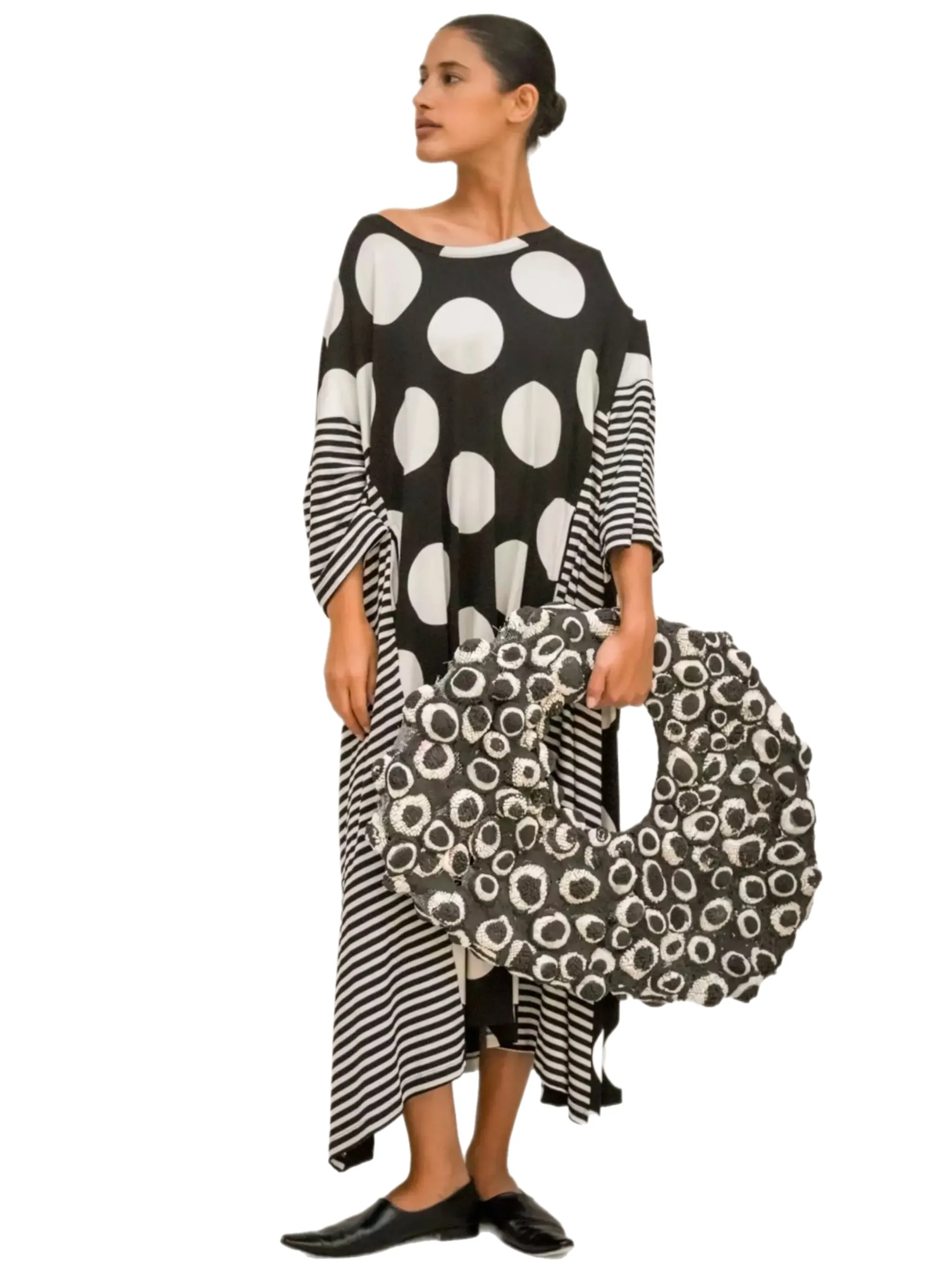 G716 Kedem Dot Cosmo Dress-Black/White