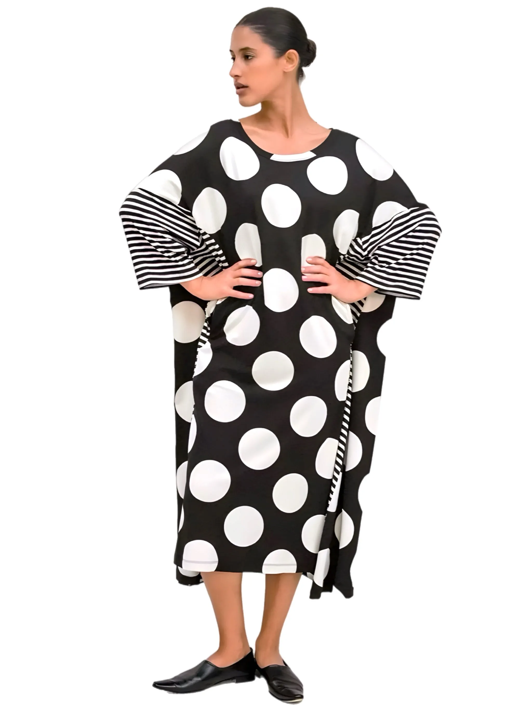 G716 Kedem Dot Cosmo Dress-Black/White