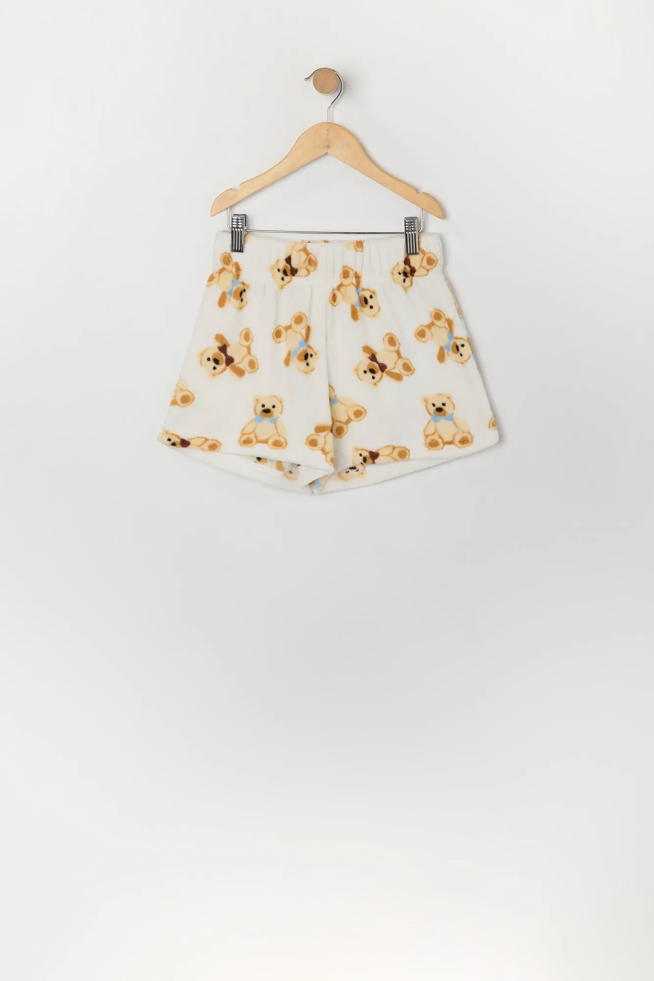Girls Plush Printed Hoodie and Short 2 Piece Pajama Set