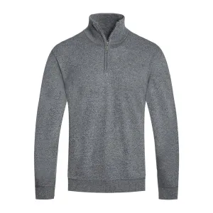 Grey Solid Quarter Zip Sweater