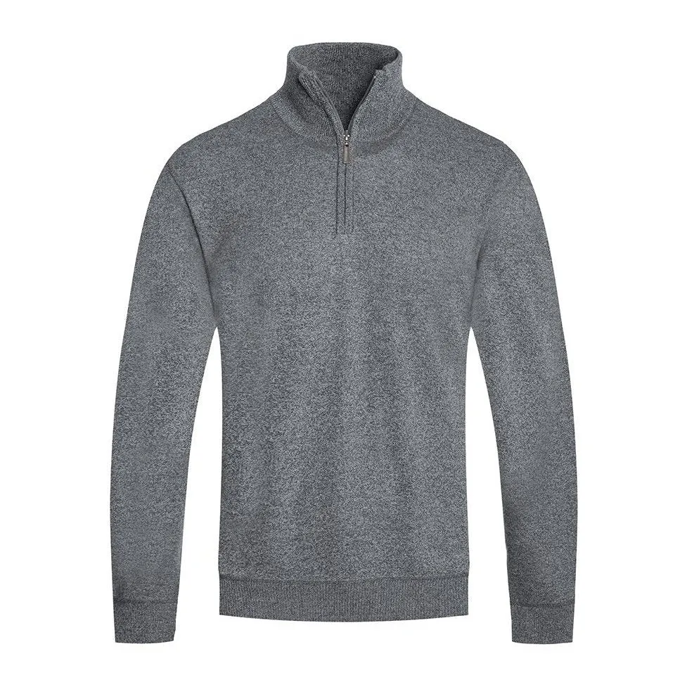 Grey Solid Quarter Zip Sweater