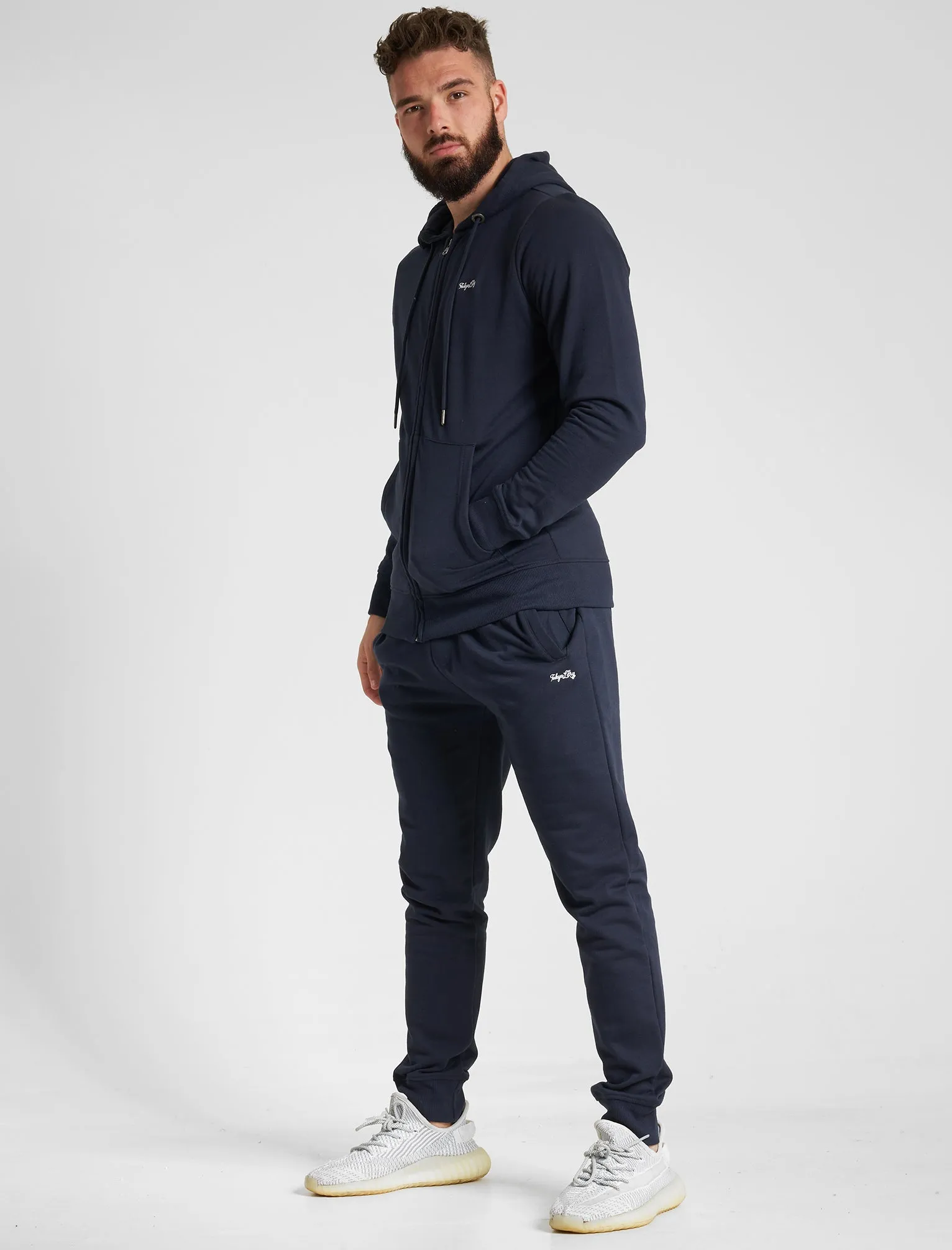 Invex 2pc Hoody & Jogger Brushback Fleece Tracksuit Co-ord Set in Sky Captain Navy - Tokyo Laundry