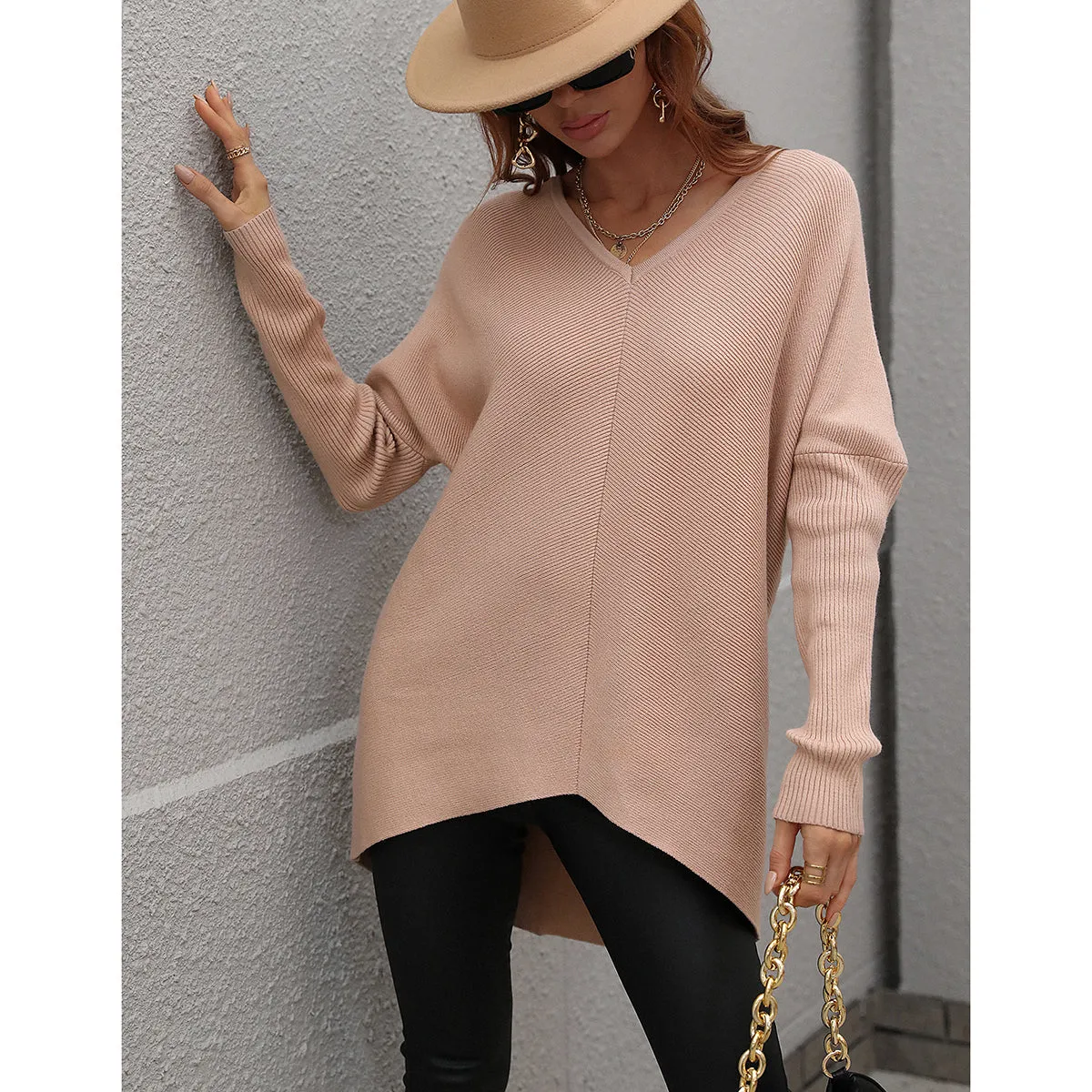 Joanna V-Neck Solid Color Women Sweater