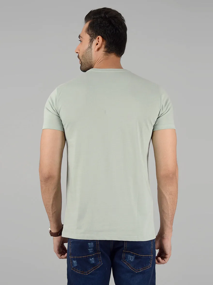 Light Green Printed Slim Fit T-Shirt | Greenfibre