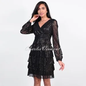 'Lyman' by Frank Lyman Ruffle Dress - Style 229264 (Black / Copper)