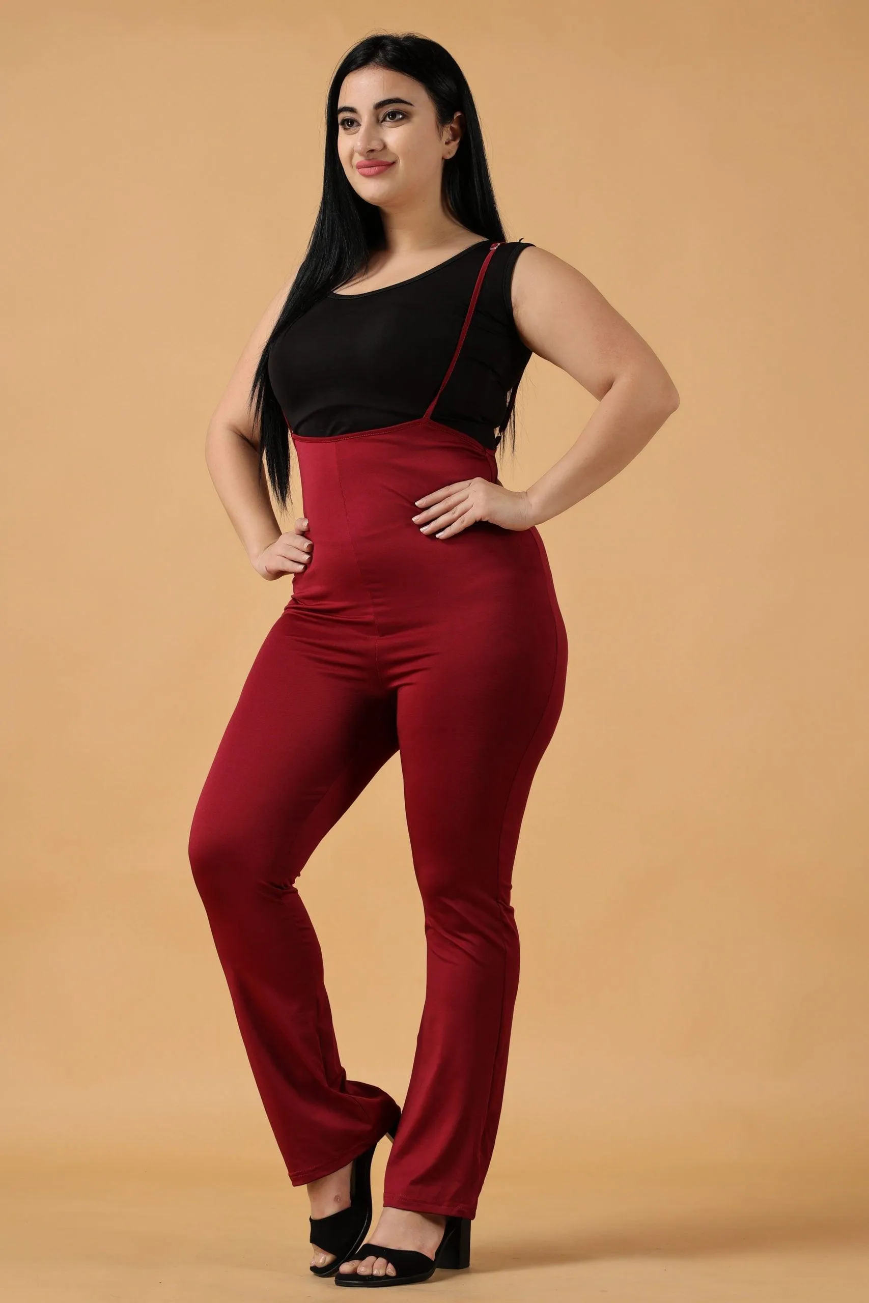 Maroon Dungaree Style Jumpsuit