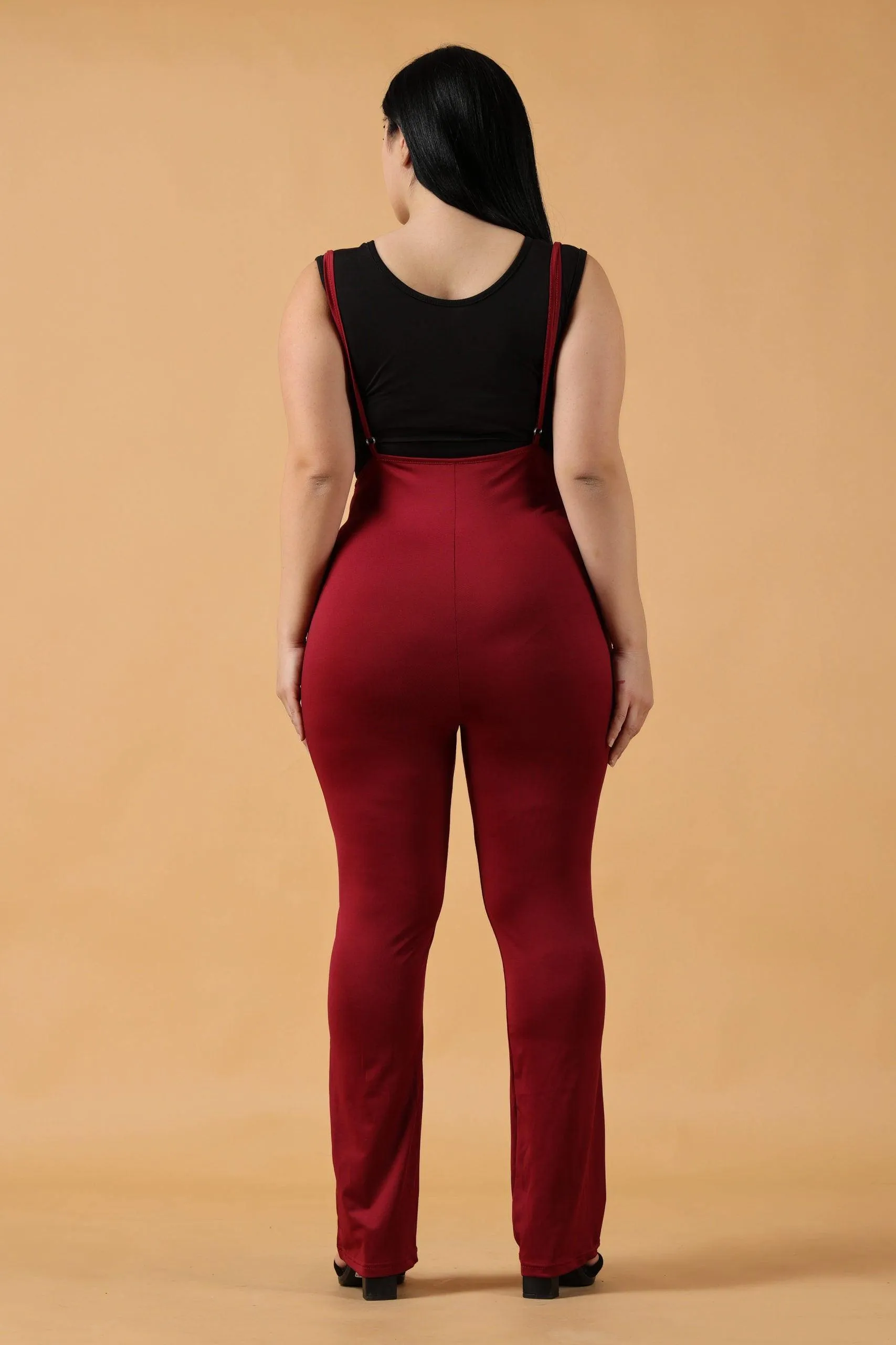 Maroon Dungaree Style Jumpsuit