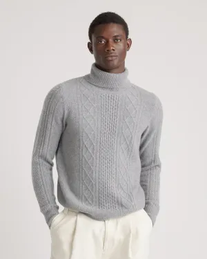 Mongolian Cashmere Cable Turtleneck Sweater