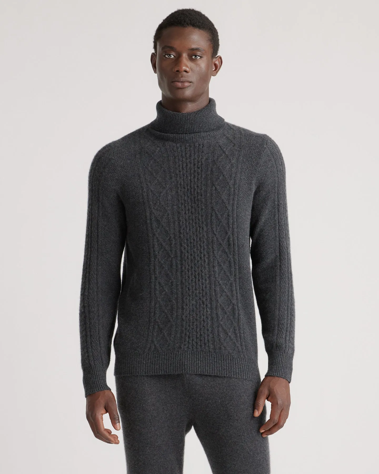 Mongolian Cashmere Cable Turtleneck Sweater