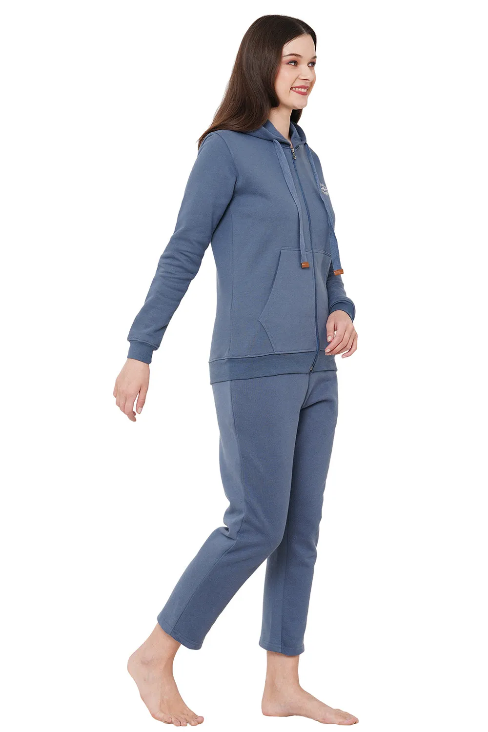 Organic Cotton Hoodie and pajama set-ISL038_40-Greyish Blue-