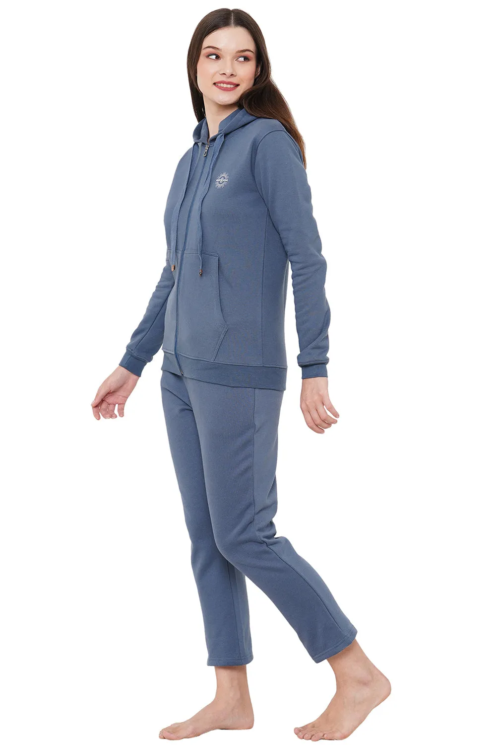 Organic Cotton Hoodie and pajama set-ISL038_40-Greyish Blue-