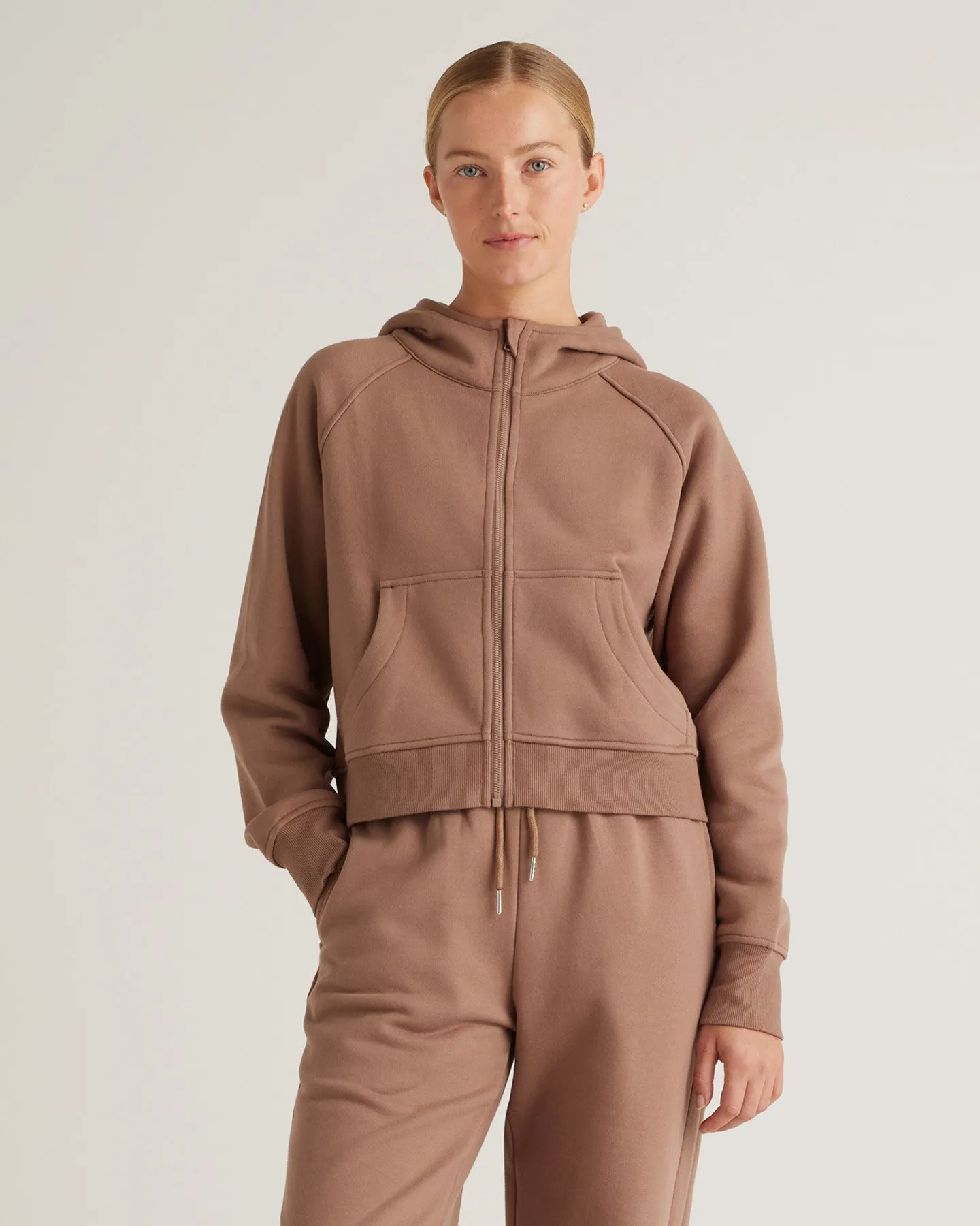 Organic Heavyweight Fleece Cropped Full Zip Hoodie