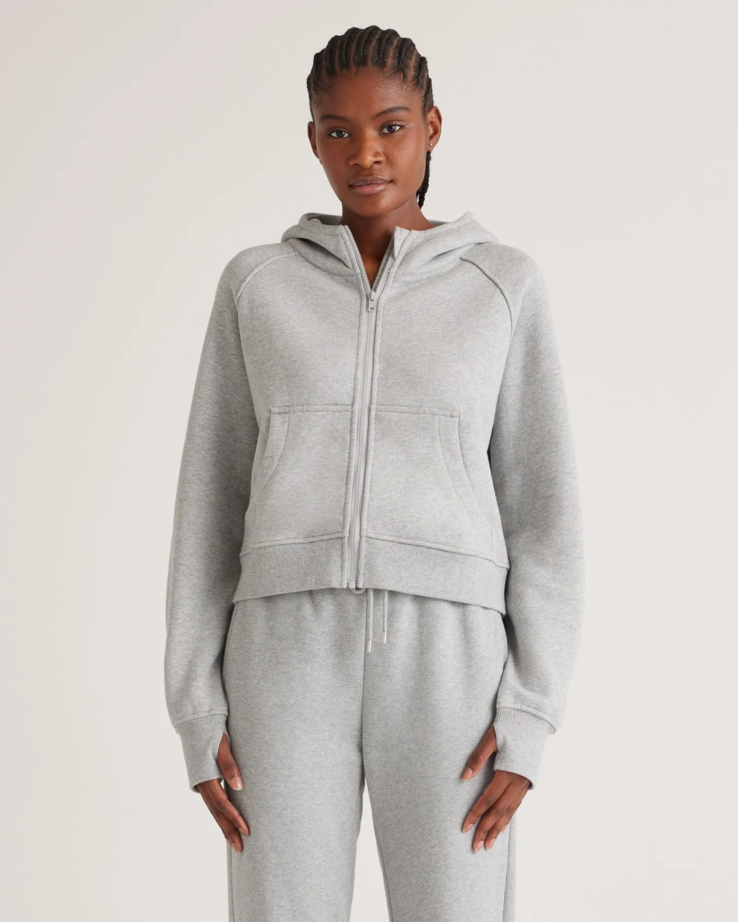 Organic Heavyweight Fleece Cropped Full Zip Hoodie