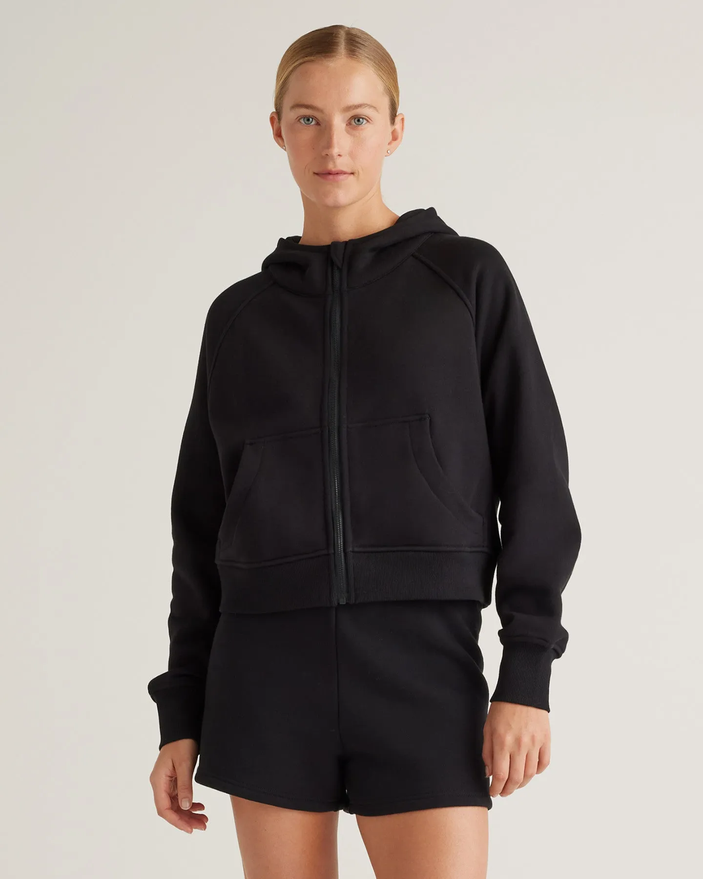 Organic Heavyweight Fleece Cropped Full Zip Hoodie