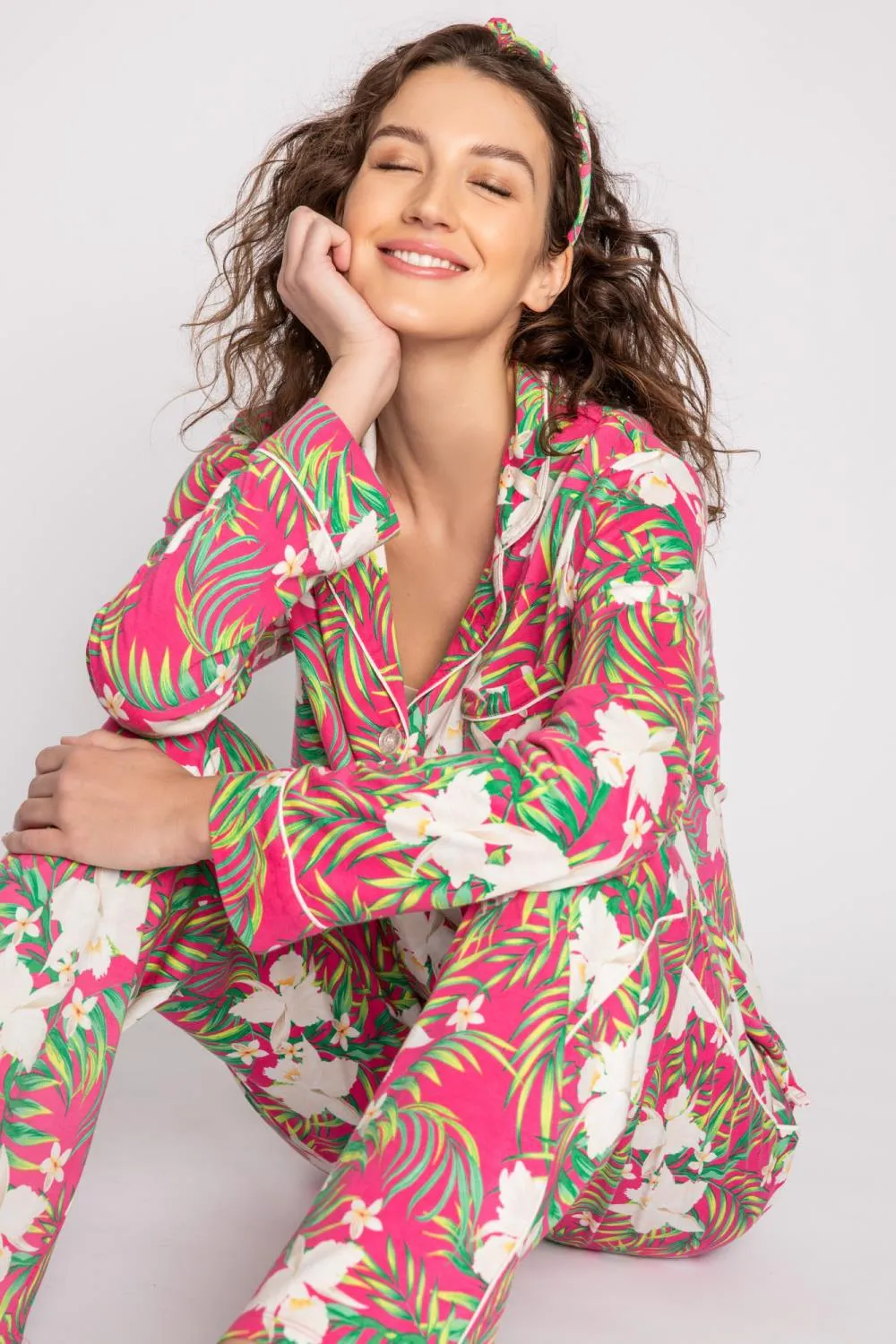 PJ Salvage Playful Prints Floral PJ Set RHPLPJ-FUCHSIA