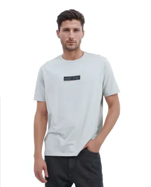 Rare Rabbit Men Rolt Dusky Green Cotton Blend Fabric Short Sleeve Crew Neck Hd Print T-Shirt