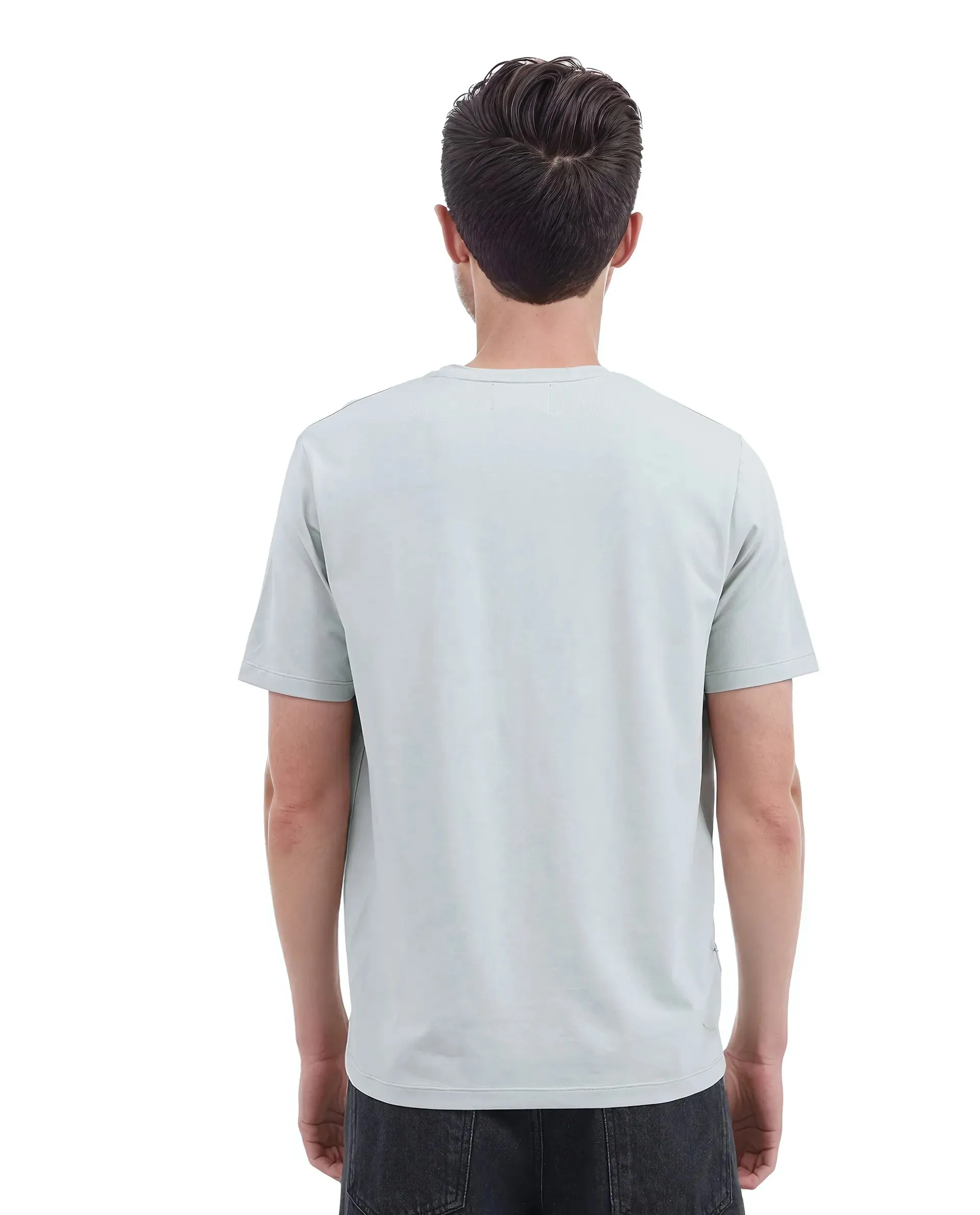 Rare Rabbit Men Rolt Dusky Green Cotton Blend Fabric Short Sleeve Crew Neck Hd Print T-Shirt