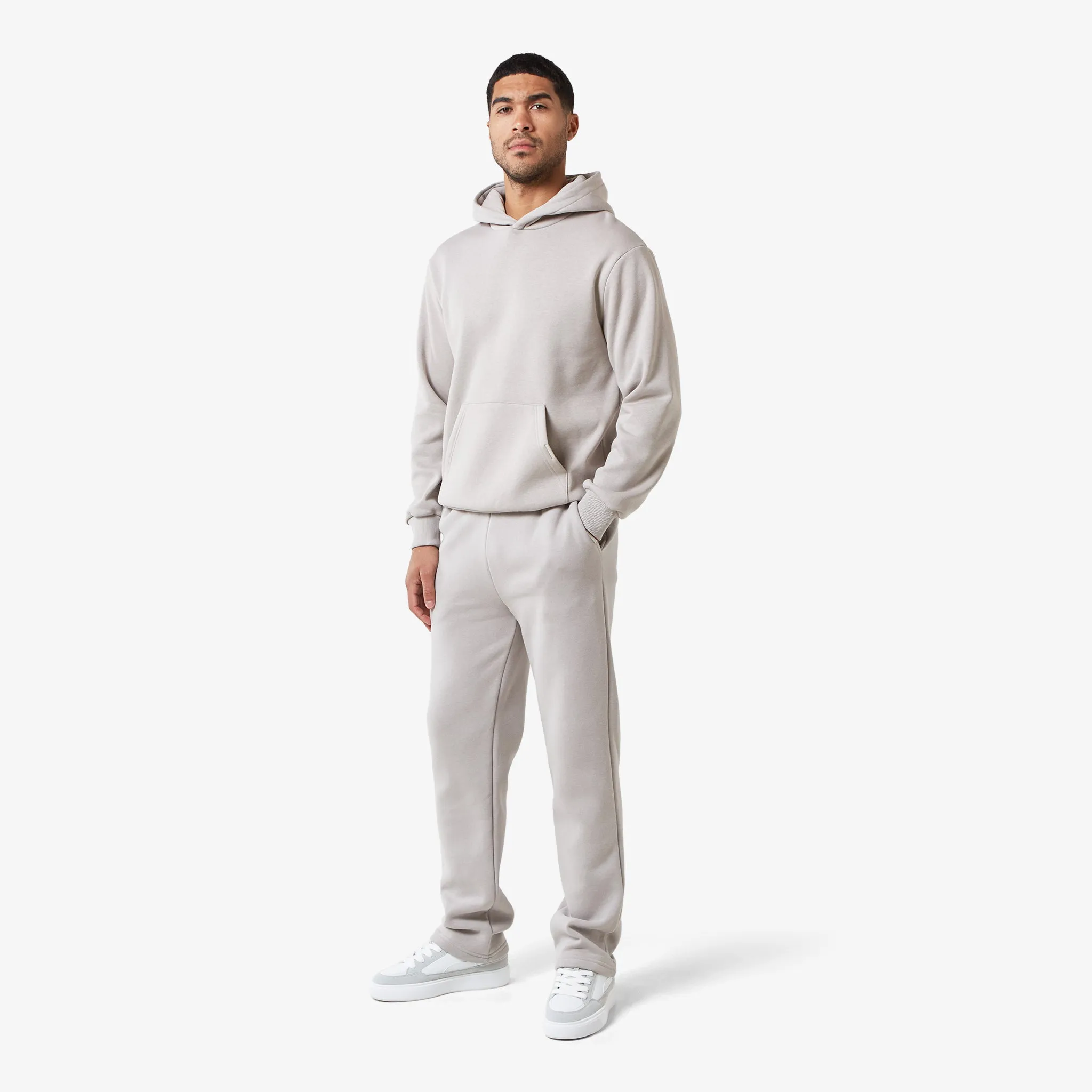 Relaxed Fit Open Hem Tracksuit | Stone