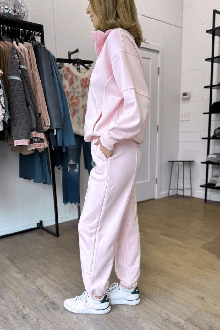 Terry Fleece Sweatpants Jogger in Pink