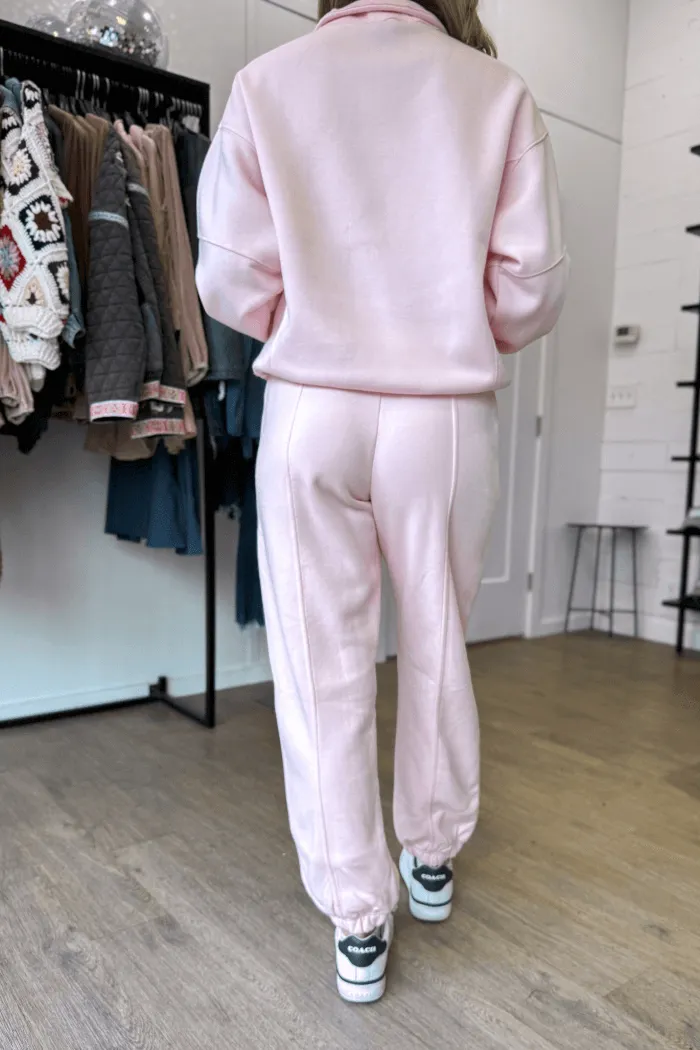 Terry Fleece Sweatpants Jogger in Pink