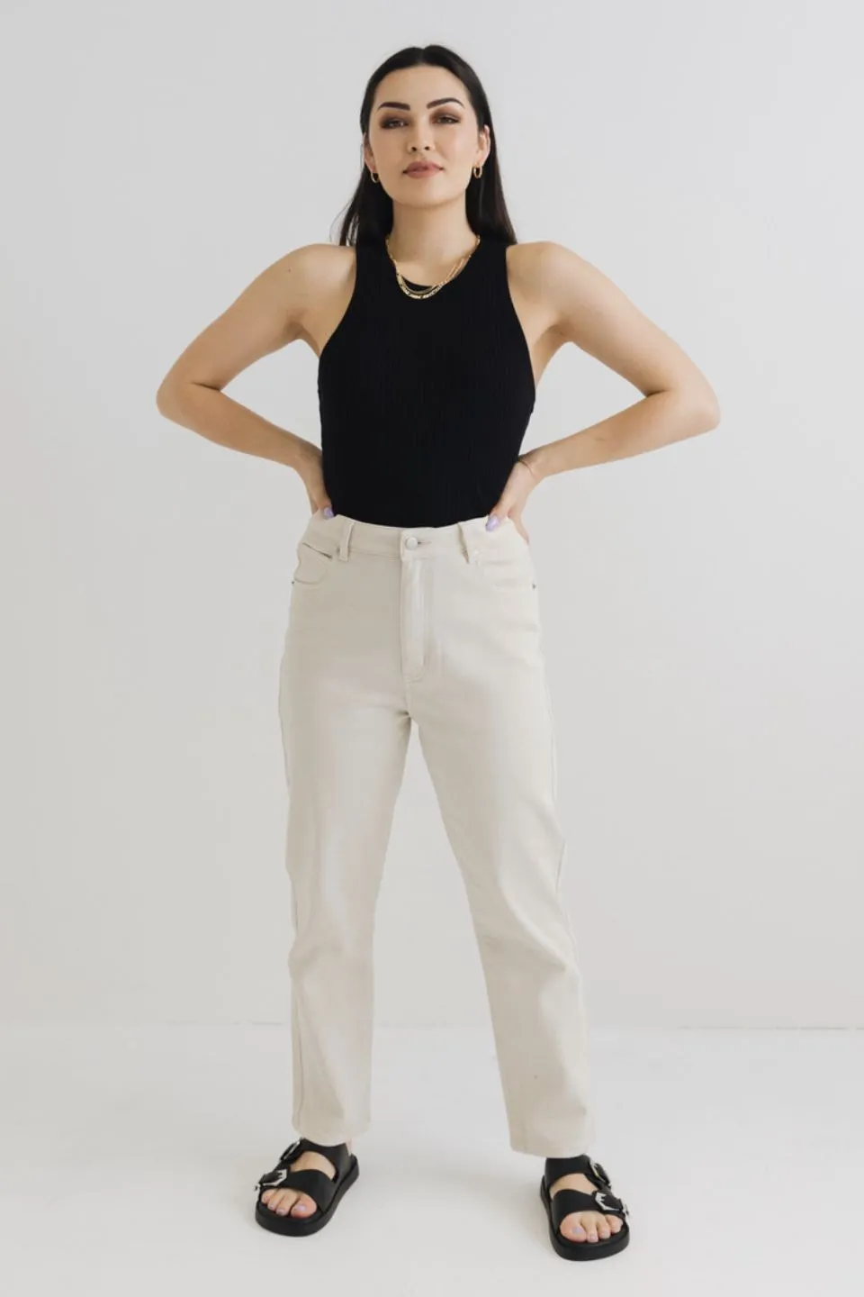 Tommy Ecru High Waist Straight Leg Jean
